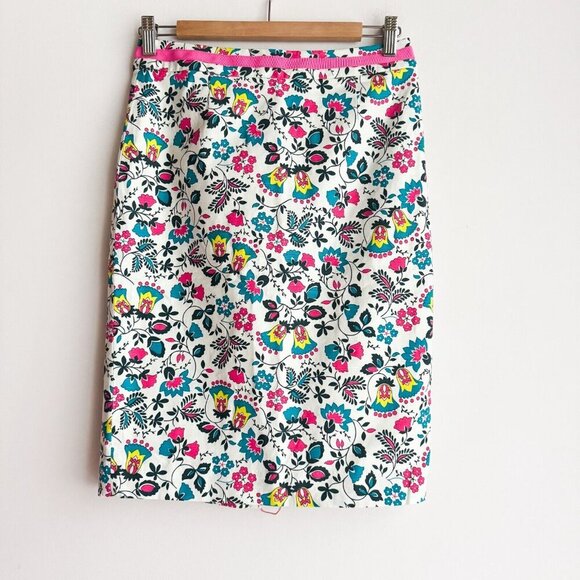 Boden Floral Teal Pink Pencil Skirt 4 - Picture 7 of 7